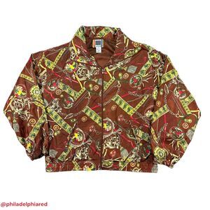 Vintage 1990's EVR 100% Poly full zip Abstract bomber style jacket women's med